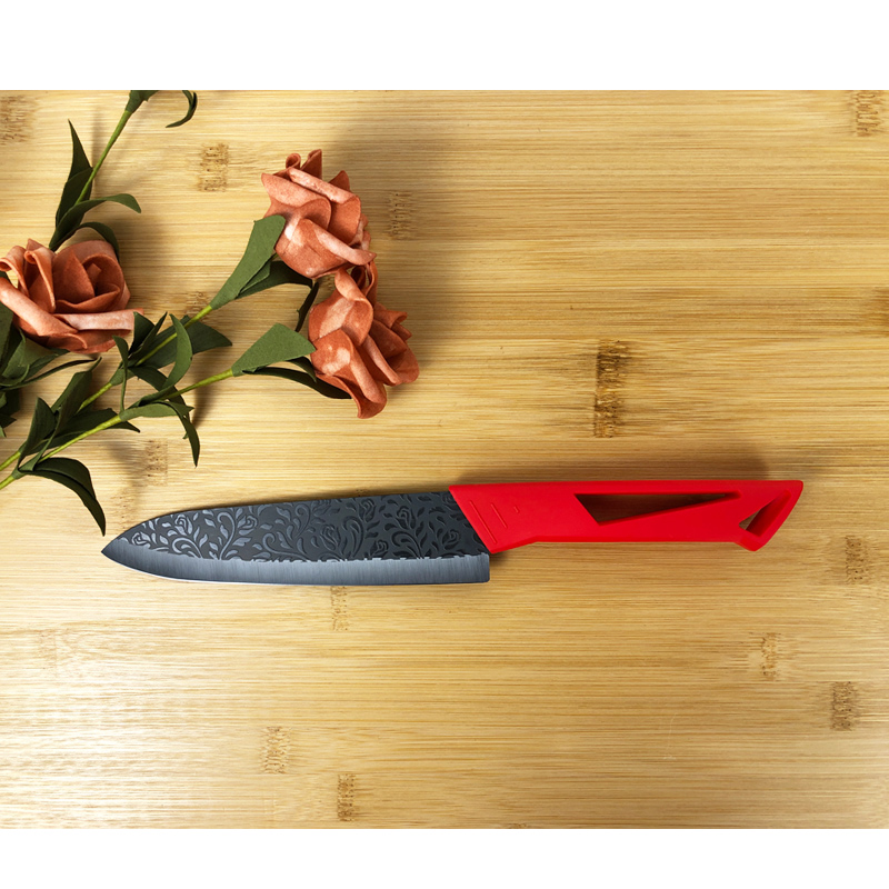 Черный керамический нож с цветочным узором 6 дюймов
