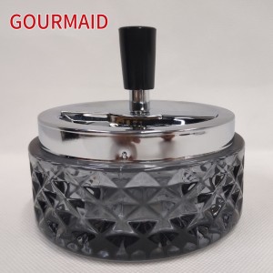 Smoke Round Glass Spinning Ashtray