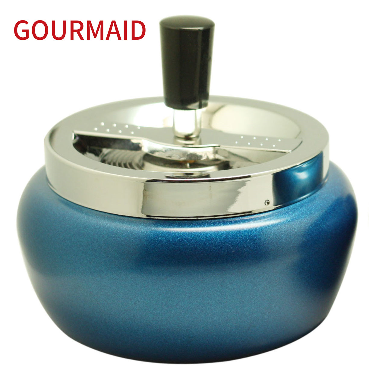 Cheap price Gunmetal Black Drum Stainless Steel Ice Bucket - Glitter Blue Steel Spinning Ashtray – Light Houseware