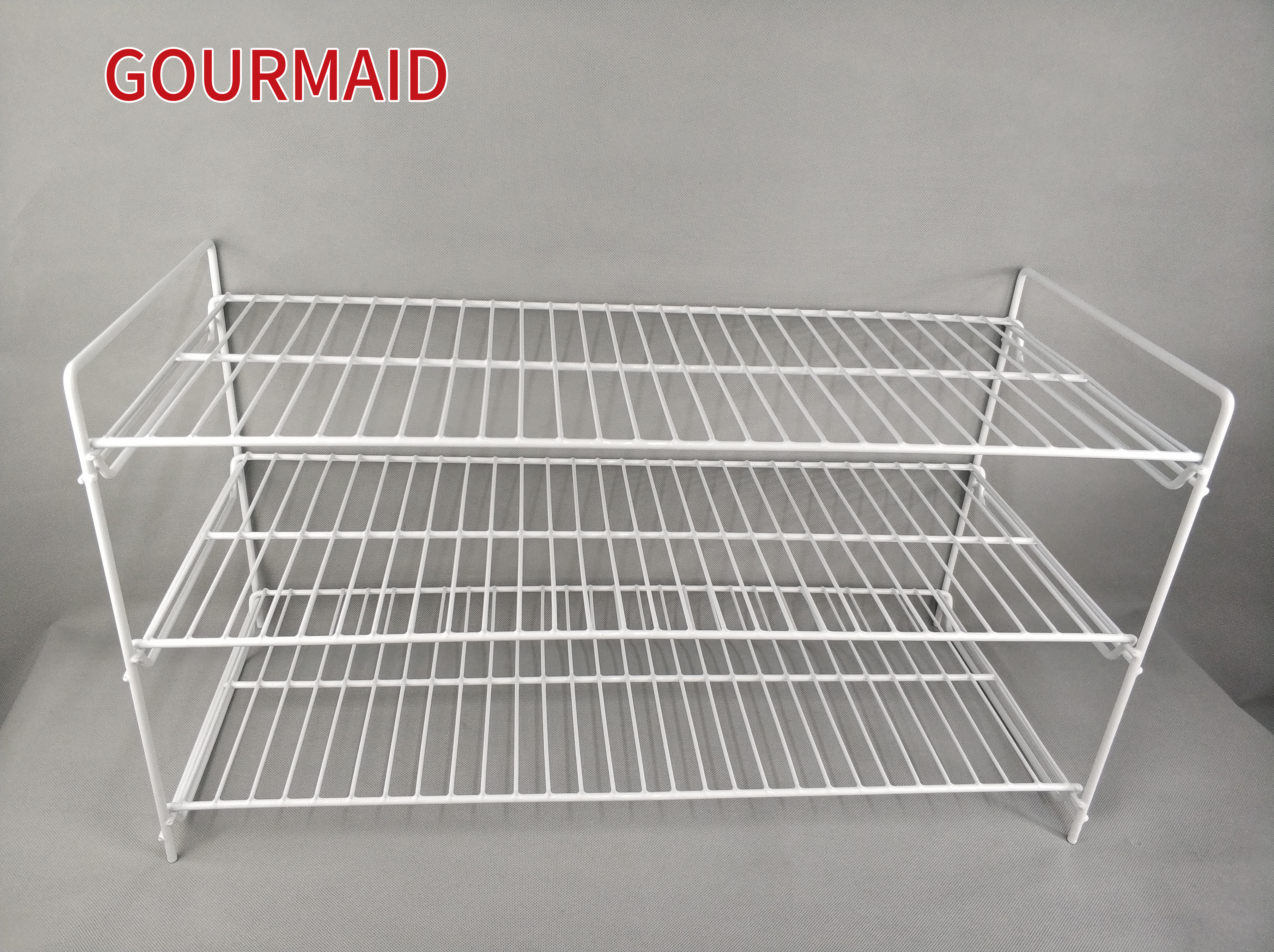 High Quality for 3 Tier Wire Shelf Metal Trolley - Steel White Stackable Shoe Rack – Light Houseware