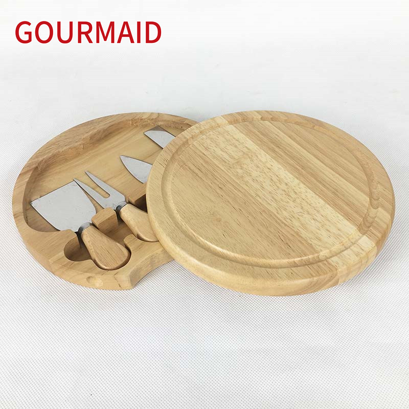 Factory Free sample Bread Bin And Drawer In Rubber Wood - round wooden cheese board and cutter  – Light Houseware