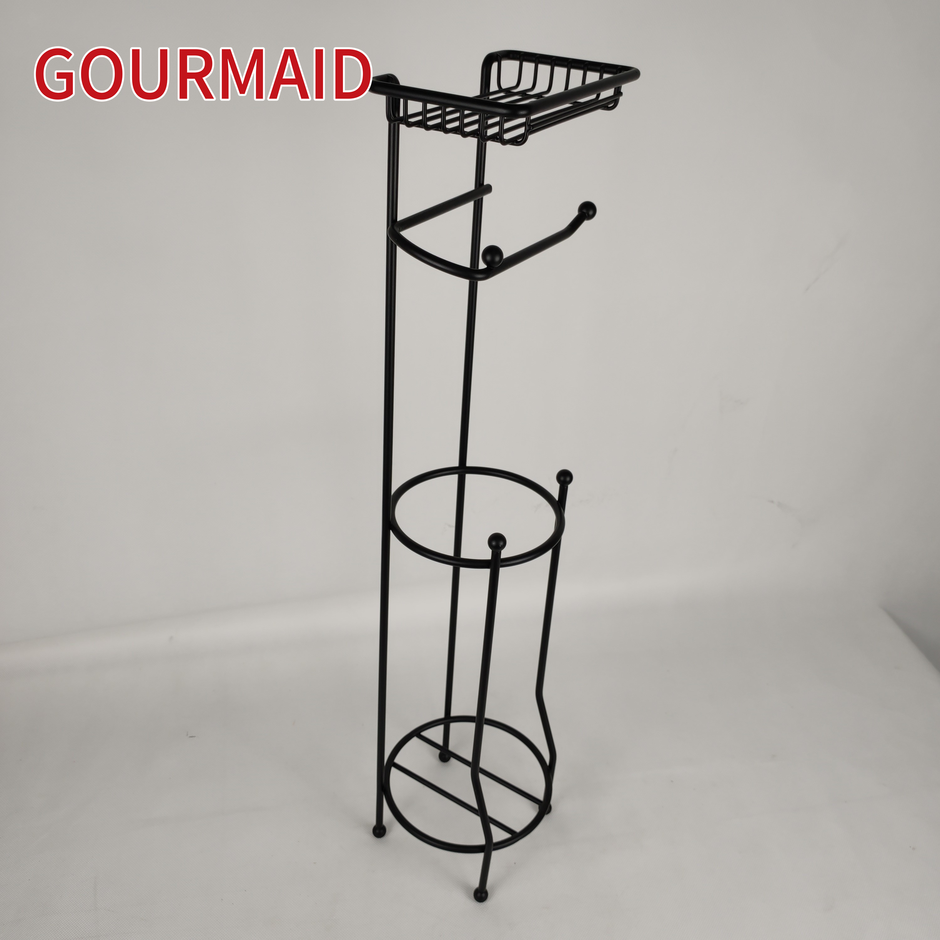 New Fashion Design for Bathroom Stand - Matt Black Standing Toilet Roll Caddy – Light Houseware