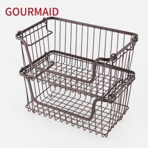 Stacking Tiered Metal Wire Basket