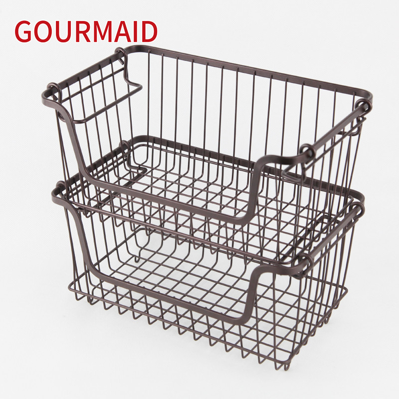 OEM China Rose Gold Rectangle Metal Wire Basket - Stacking Tiered Metal Wire Basket – Light Houseware