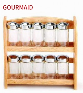 wooden 2 tier seasoning rack