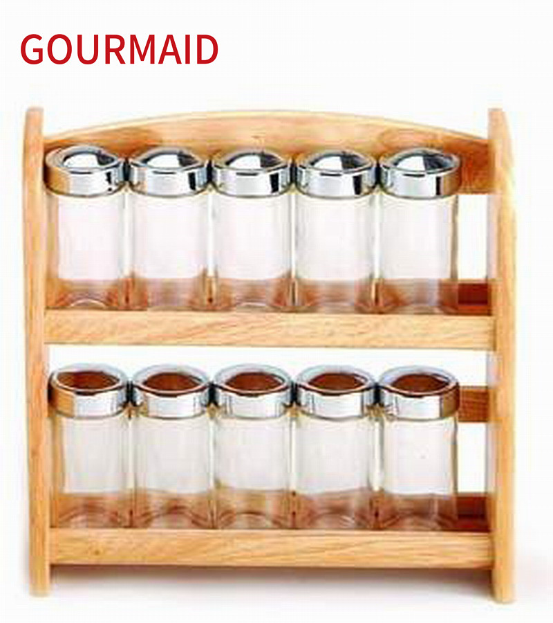 OEM Supply Wooden Pepper Mill And Acrylic Window - wooden 2 tier seasoning rack – Light Houseware