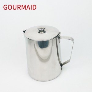 stainless steel milk steaming pitcher with cover