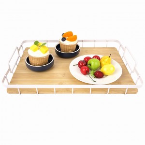 Metal And Bamboo Serving Tray