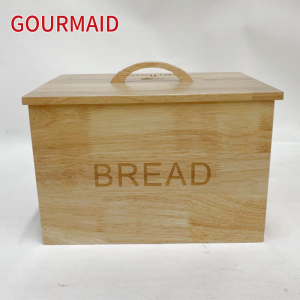 Medinė duonos dėžė su pakeliamu dangteliu