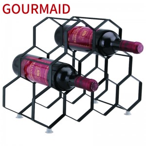 7 bottles metal hexagon wine rack