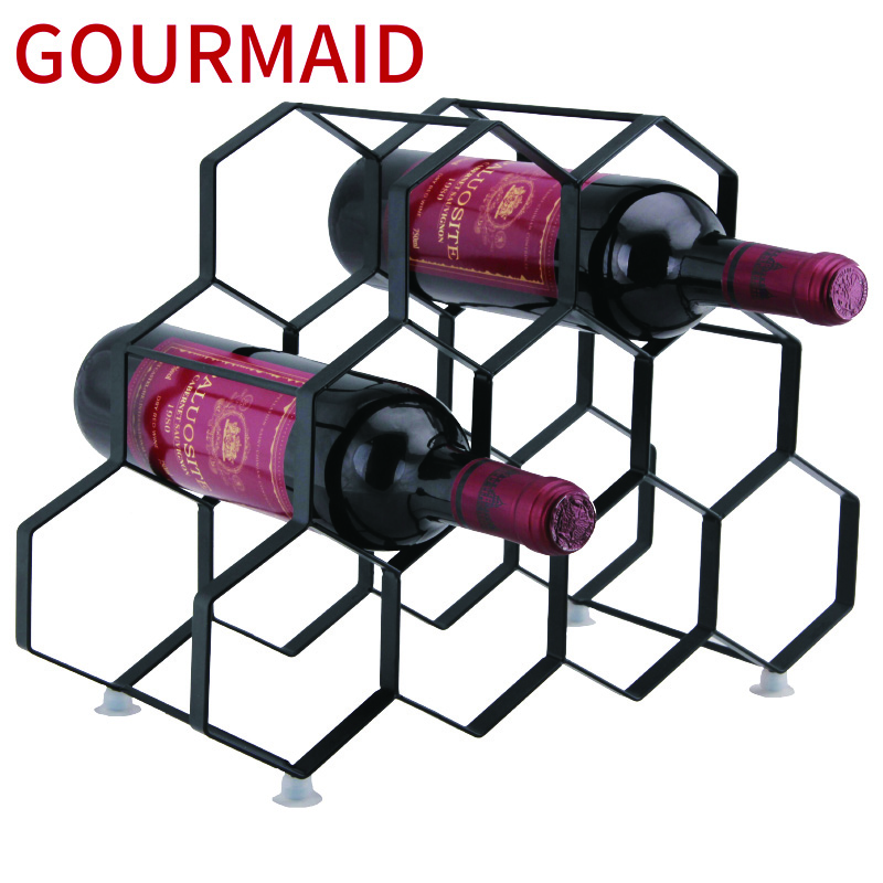 7 bottles metal hexagon wine rack副本
