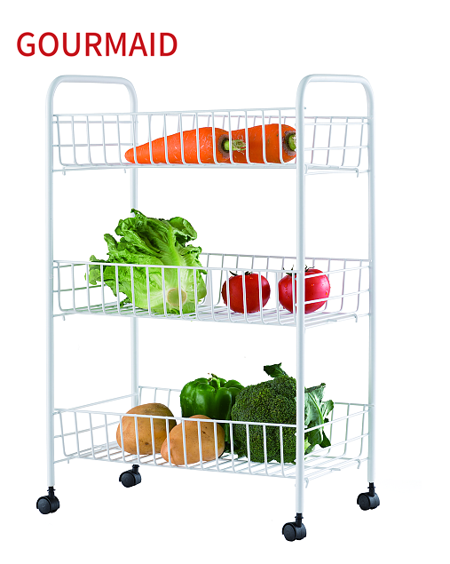 Wholesale Small 2 Tier Utility Cart - White Steel Wire Utility Trolley – Light Houseware