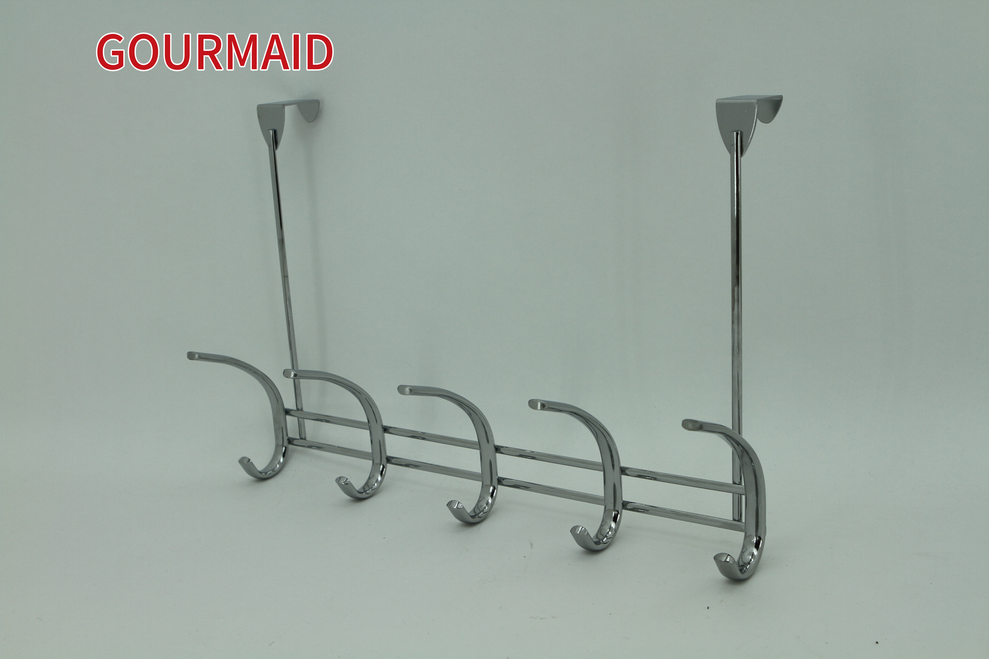 Factory wholesale Black Metal 3 Tier Utility Trolley - 5 Hook Steel Chrome Over Door Hooks – Light Houseware