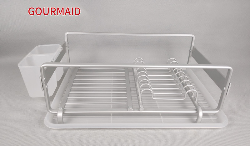 factory customized Under Sink Storage Unit - Aluminum dish Drainer With Drip Tray – Light Houseware