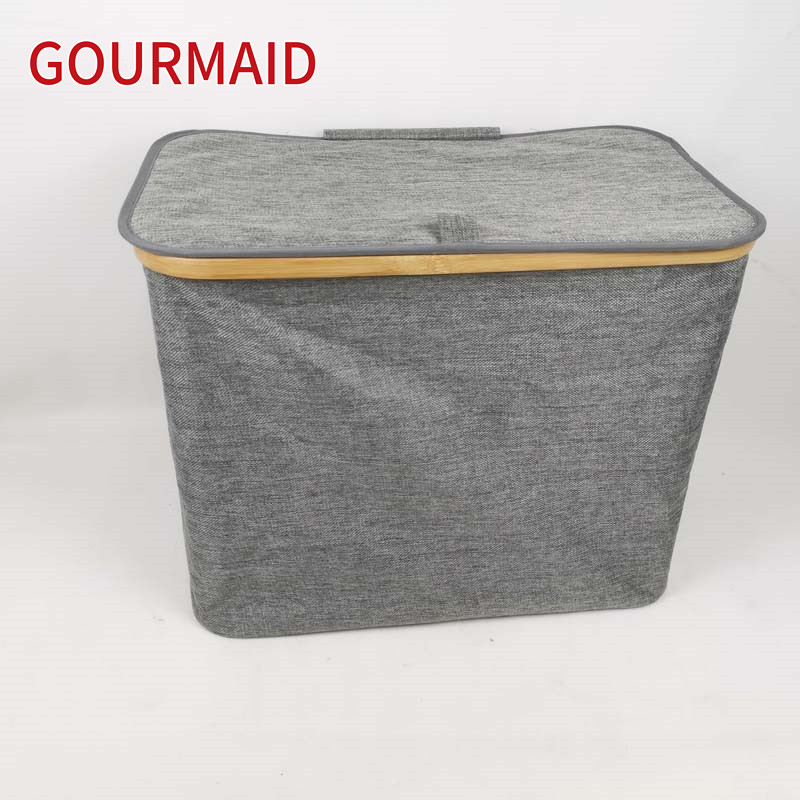 OEM Customized Clothes Airer - Gray Bamboo Polyester Laundry Hamper – Light Houseware