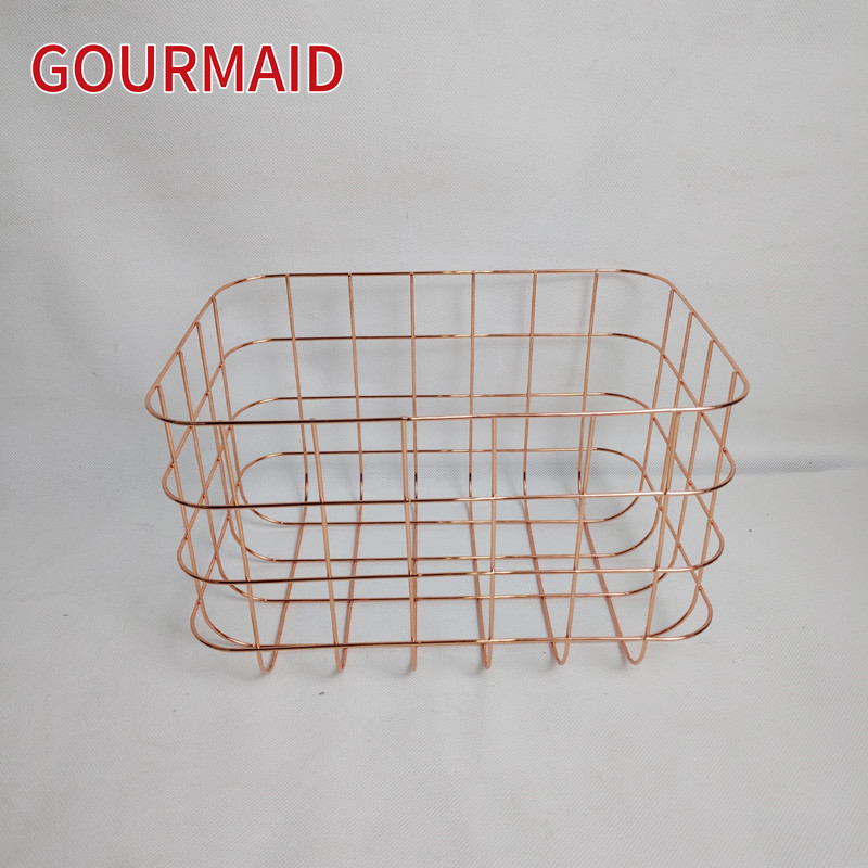 Factory Free sample Vertical Stand Metal Wire Paper Towel Holder - rose gold rectangle wire storage basket – Light Houseware