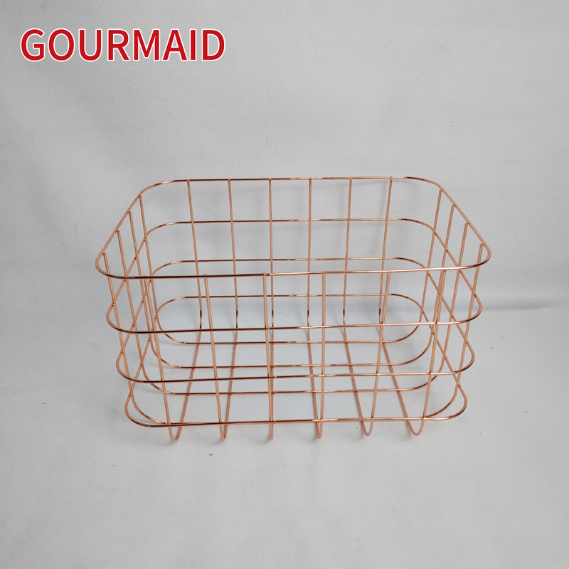 2020 wholesale price Under Cabinet Organizer - rose gold rectangle wire storage basket – Light Houseware