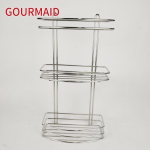 Magawo Atatu Osapanga zitsulo Rectangle Shower Caddy