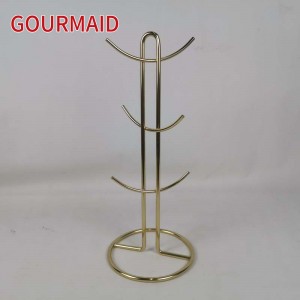 Hanging Gold Finish Wire Mug Tree