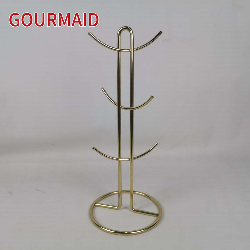 High Quality Dinner Tabletop Organizer - Hanging Gold Finish Wire Mug Tree – Light Houseware