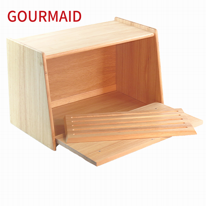 Cheap price Rubber Wood Canisters And Stand - wooden bread box with cutting board  – Light Houseware