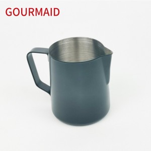 black metal cappuccino milk steaming frothing mug