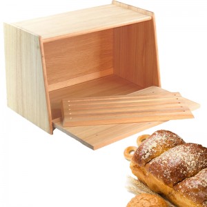 Kutija za kruh i daska za rezanje od gumenog drveta