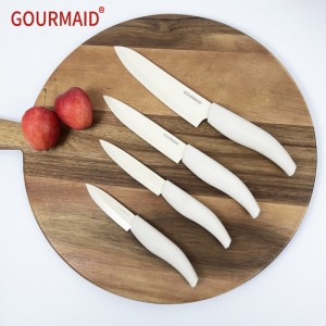 Cream color Ceramic Knife 4pcs Set With Cover