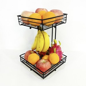 Detachable 2 tier fruit basket with banana hanger