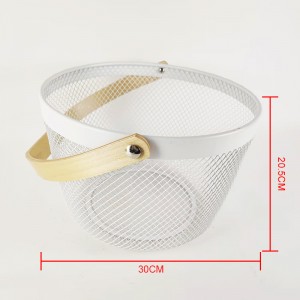 Mesh Storage Basket With Wooden Handle